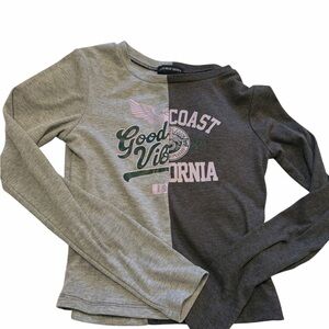 Streetwear Society Graphic Pullover Long Sleeves Gray/Green-Size Small